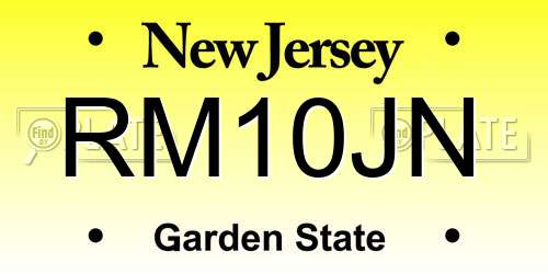 RM10JN New Jersey License Plate