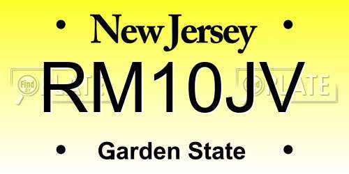 RM10JV New Jersey License Plate
