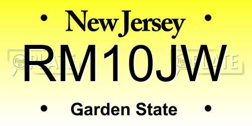 RM10JW New Jersey License Plate