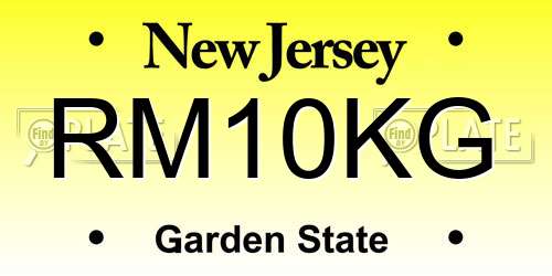 RM10KG New Jersey License Plate