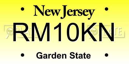 RM10KN New Jersey License Plate