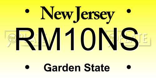 RM10NS New Jersey License Plate