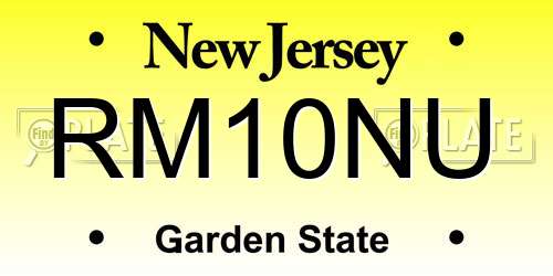 RM10NU New Jersey License Plate