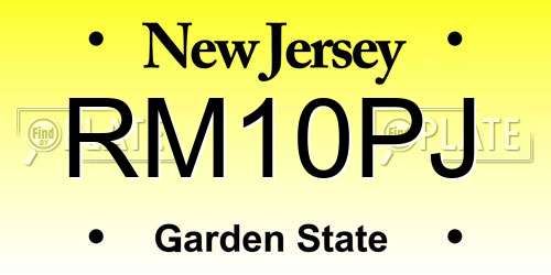 RM10PJ New Jersey License Plate