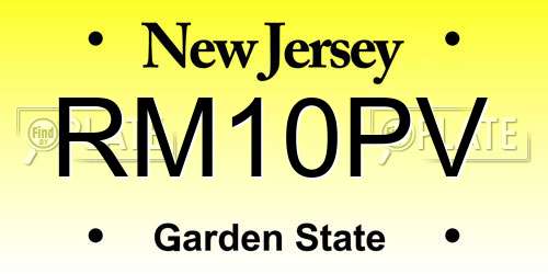 RM10PV New Jersey License Plate