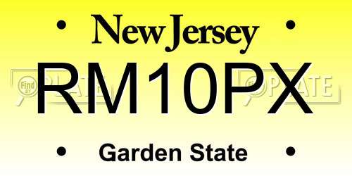 RM10PX New Jersey License Plate