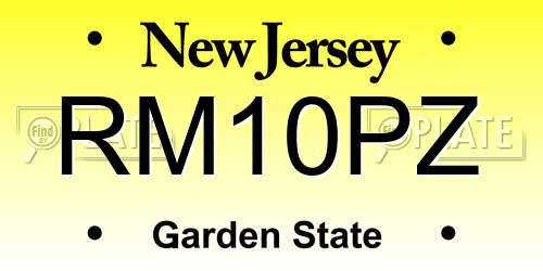 RM10PZ New Jersey License Plate