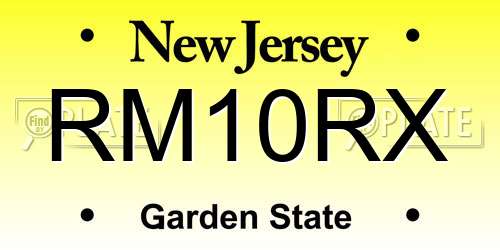 RM10RX New Jersey License Plate