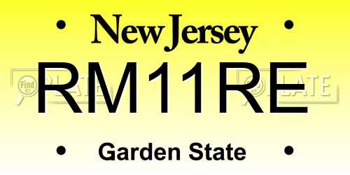 RM11RE New Jersey License Plate