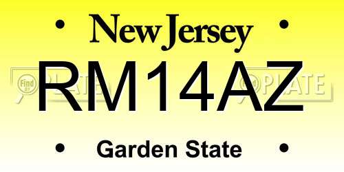 RM14AZ New Jersey License Plate