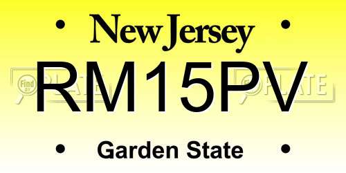 RM15PV New Jersey License Plate