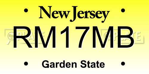 RM17MB New Jersey License Plate