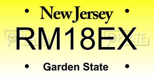 RM18EX New Jersey License Plate