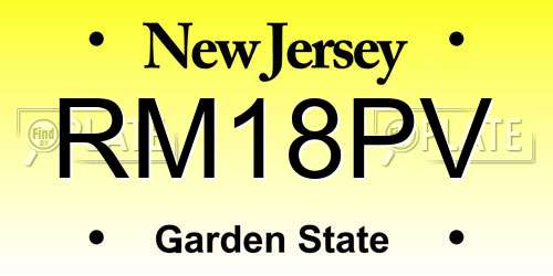 RM18PV New Jersey License Plate