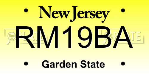 RM19BA New Jersey License Plate