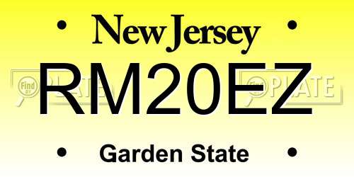 RM20EZ New Jersey License Plate
