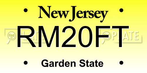 RM20FT New Jersey License Plate