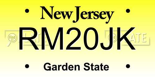 RM20JK New Jersey License Plate