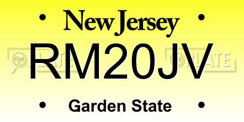 RM20JV New Jersey License Plate