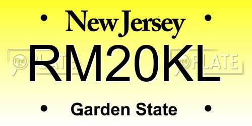RM20KL New Jersey License Plate