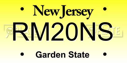 RM20NS New Jersey License Plate