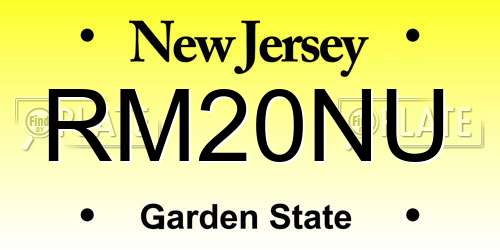 RM20NU New Jersey License Plate