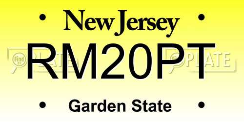 RM20PT New Jersey License Plate