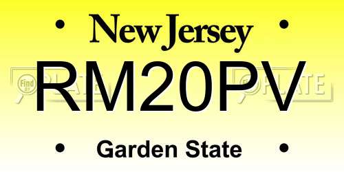 RM20PV New Jersey License Plate