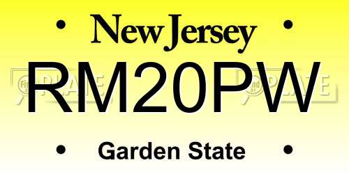 RM20PW New Jersey License Plate