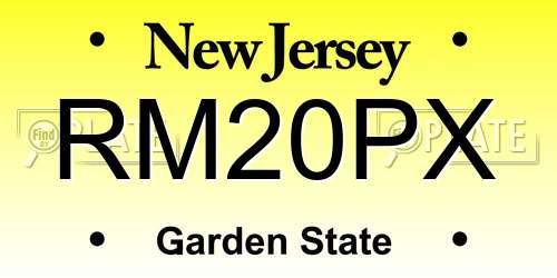 RM20PX New Jersey License Plate