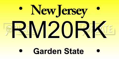 RM20RK New Jersey License Plate