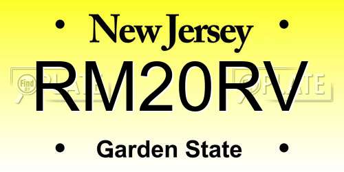 RM20RV New Jersey License Plate
