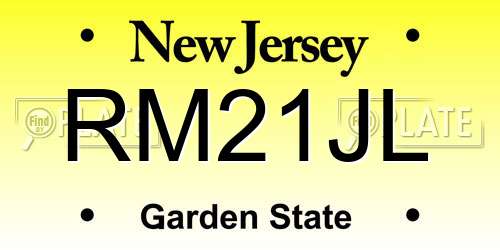 RM21JL New Jersey License Plate