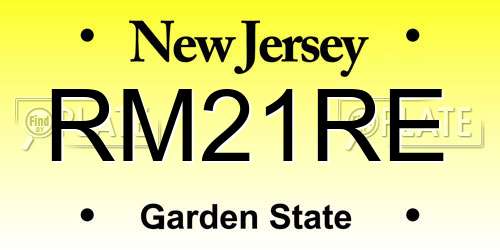 RM21RE New Jersey License Plate