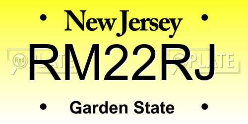 RM22RJ New Jersey License Plate