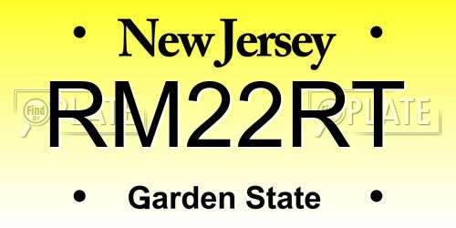 RM22RT New Jersey License Plate