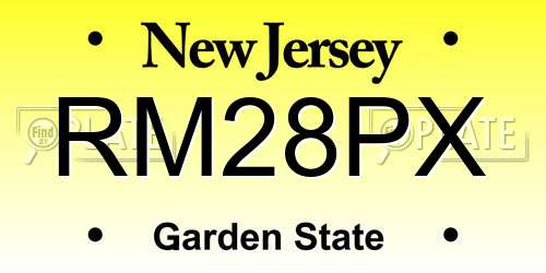 RM28PX New Jersey License Plate
