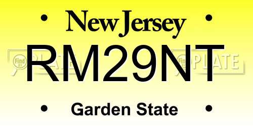 RM29NT New Jersey License Plate