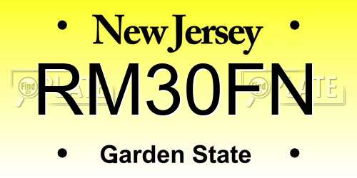 RM30FN New Jersey License Plate