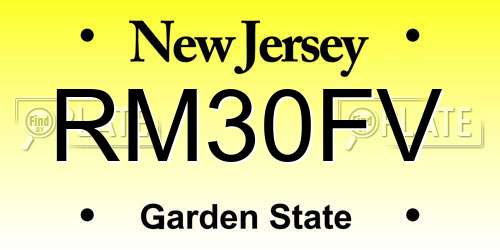 RM30FV New Jersey License Plate