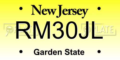 RM30JL New Jersey License Plate