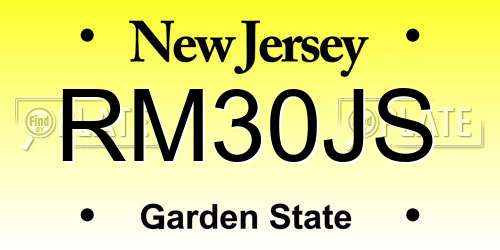 RM30JS New Jersey License Plate