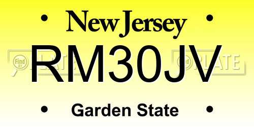 RM30JV New Jersey License Plate