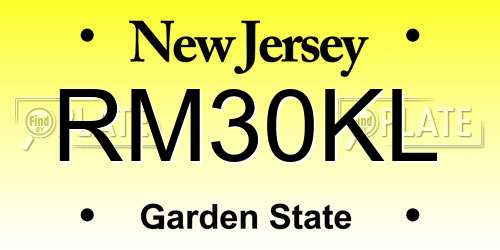 RM30KL New Jersey License Plate