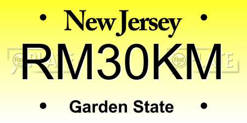 RM30KM New Jersey License Plate