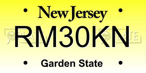 RM30KN New Jersey License Plate