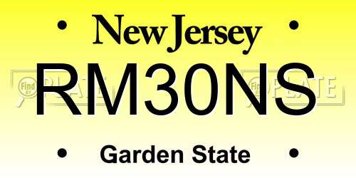 RM30NS New Jersey License Plate