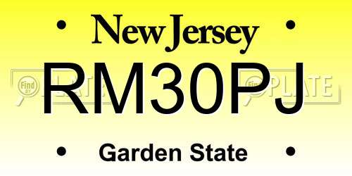 RM30PJ New Jersey License Plate