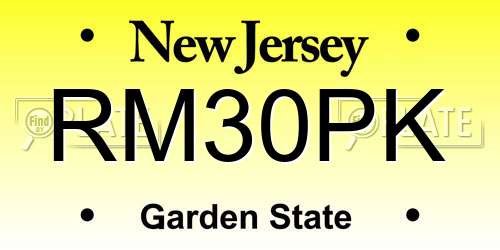 RM30PK New Jersey License Plate