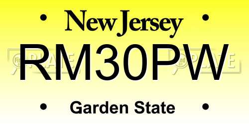 RM30PW New Jersey License Plate